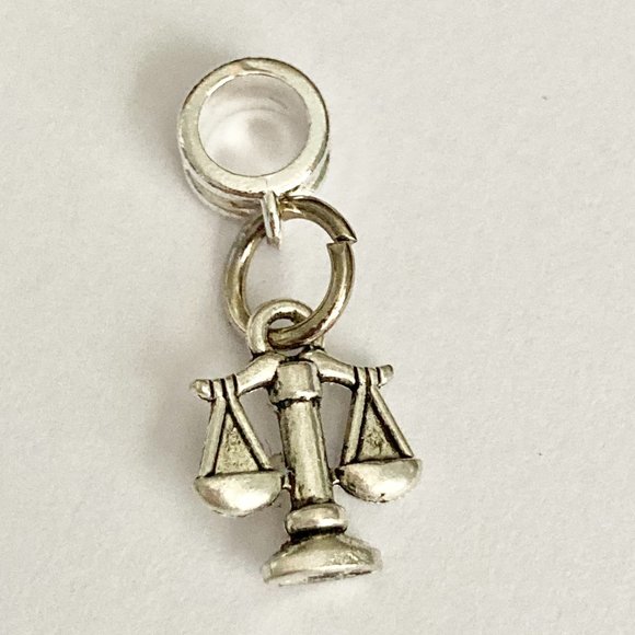 Scales of Justice European Bead Slider Charm SilverTone Zodiac Libra Lawyer Gift - Picture 4 of 7